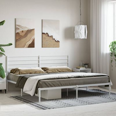 vidaXL Estructura de cama de metal con cabecero blanco 183x213 cm