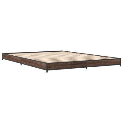 vidaXL Estructura cama madera ingeniería metal marrón roble 140x200 cm