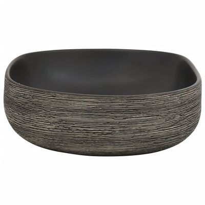 vidaXL Lavabo sobre encimera ovalado cerámica gris y negro 59x40x14 cm