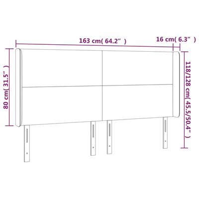 vidaXL Cabecero con LED de tela azul 163x16x118/128 cm