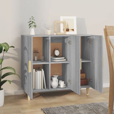 vidaXL Aparador de madera de ingeniería gris Sonoma 90x34x80 cm