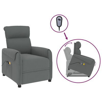 vidaXL Sillón de masaje elevable tela gris oscuro