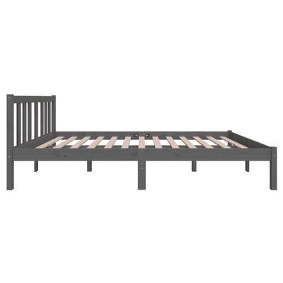 vidaXL Estructura de cama doble pequeña madera maciza gris 120x190 cm