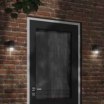 vidaXL Lámparas de pared de exterior 2 uds aluminio fundido negro