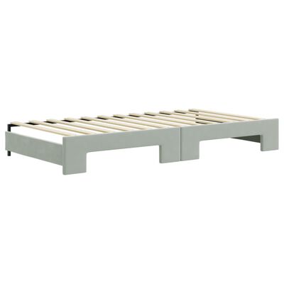 vidaXL Sofá cama nido con cajones terciopelo gris claro 100x200 cm