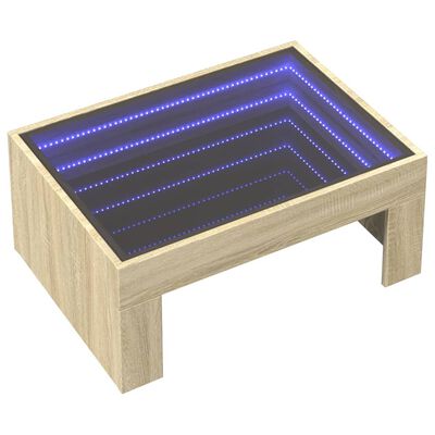 vidaXL Mesa de centro con Infinity LED roble Sonoma 70x50x30 cm