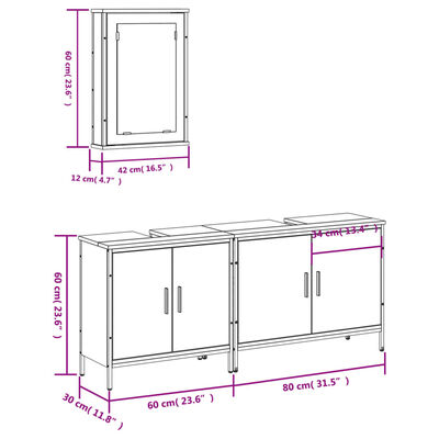 vidaXL Juego de muebles de baño 3 pzas madera contrachapada negro