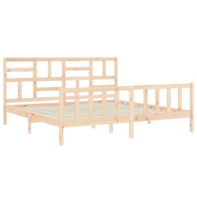 vidaXL Estructura de cama de matrimonio con cabecero madera maciza