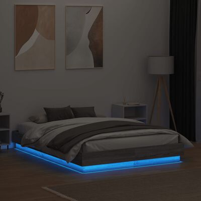 vidaXL Estructura de cama con luces LED gris Sonoma 120x190 cm