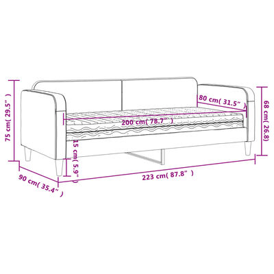 vidaXL Sofá cama con colchón tela gris oscuro 80x200 cm