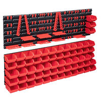 vidaXL Kit de cajas de almacenaje 141 pzas paneles de pared rojo/negro