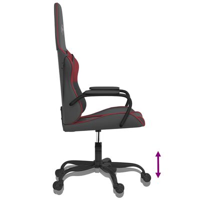 vidaXL Silla gaming de masaje cuero sintético negro y rojo vino tinto