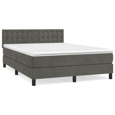 vidaXL Cama box spring con colchón terciopelo gris oscuro 140x200 cm