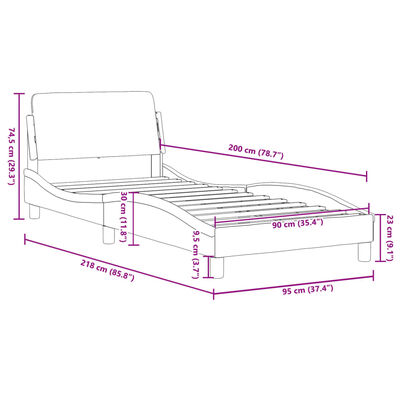 vidaXL Estructura de cama sin colchón terciopelo gris oscuro 90x200 cm