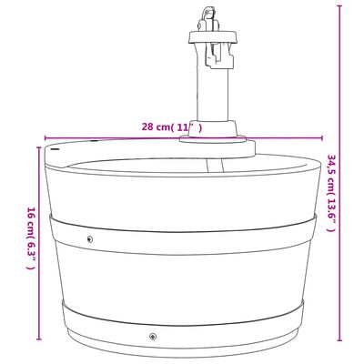 vidaXL Fuente de agua con bomba madera maciza de abeto 28x28x34,5 cm