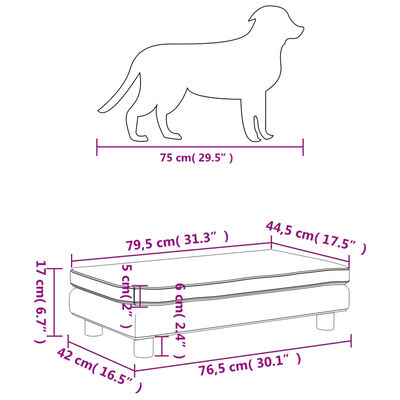 vidaXL Cama para perros con extensión terciopelo azul 100x50x30 cm