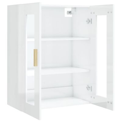 vidaXL Armario de pared colgante blanco brillante 69,5x34x90 cm