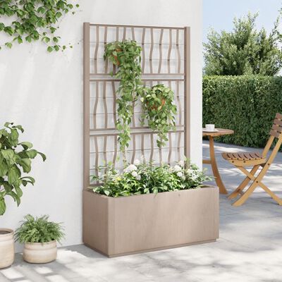 vidaXL Jardinera con enrejado PP marrón claro 80x36x140 cm