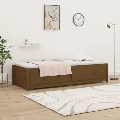 vidaXL Sofá cama de madera maciza de pino marrón miel 90x190 cm