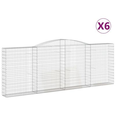 vidaXL Cestas gaviones 6 uds forma de arco hierro 400x30x140/160 cm