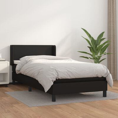 vidaXL Cama box spring con colchón cuero sintético negro 90x190 cm