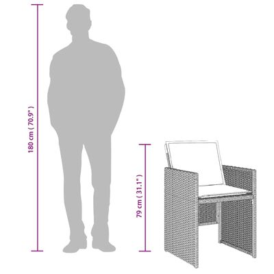 vidaXL Set de comedor de jardín 11 pzas y cojines ratán sintético gris