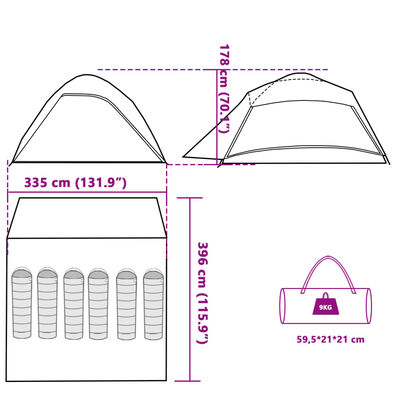 vidaXL Tienda familiar iglú 6 personas tela opaca impermeable blanca