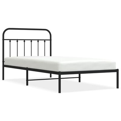 vidaXL Estructura cama sin colchón con cabecero metal negro 100x200 cm