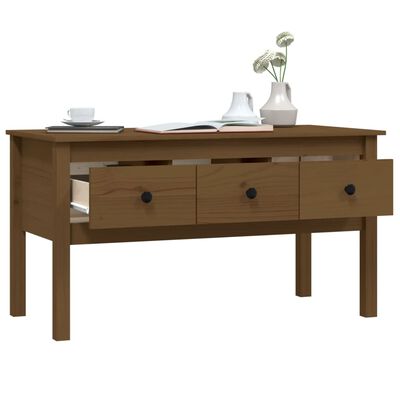 vidaXL Mesa de centro madera maciza de pino marrón miel 102x49x55 cm