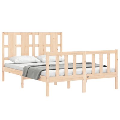 vidaXL Estructura de cama con cabecero madera maciza 140x190 cm