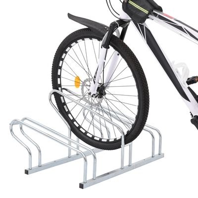 vidaXL Soporte para 3 bicicletas suelo independiente acero galvanizado