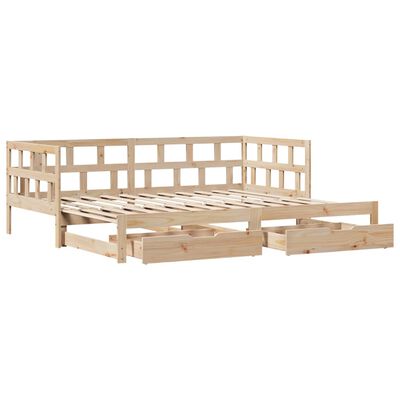 vidaXL Sofá cama nido con cajones madera maciza de pino 90x200 cm