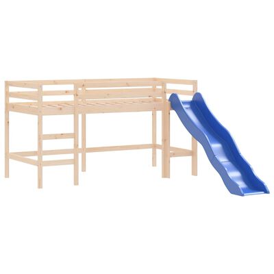 vidaXL Cama alta para niños con cortinas madera pino azul 90x190 cm