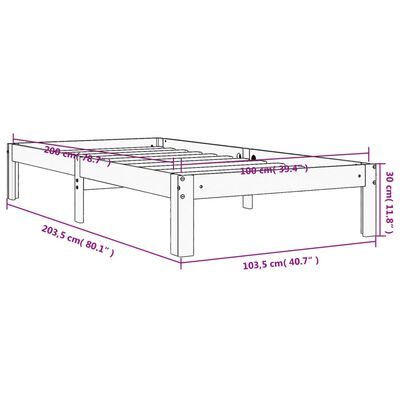 vidaXL Cama sin colchón madera maciza de pino marrón cera 100x200 cm