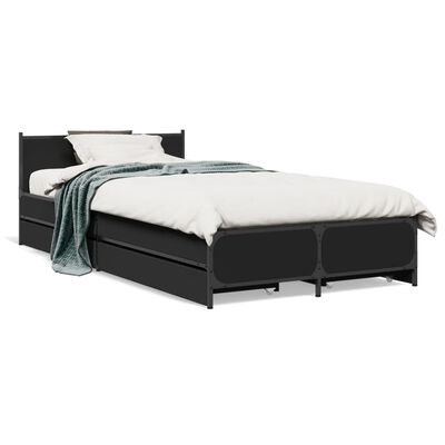 vidaXL Cama con cajones madera de ingeniería negro 90x190 cm