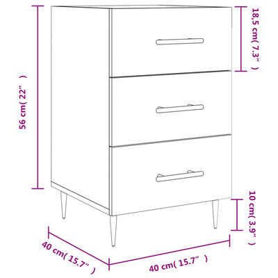 vidaXL Mesita de noche madera de ingeniería roble Sonoma 40x40x66 cm