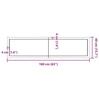 vidaXL Tablero de mesa madera maciza borde natural 160x40x(2-4) cm