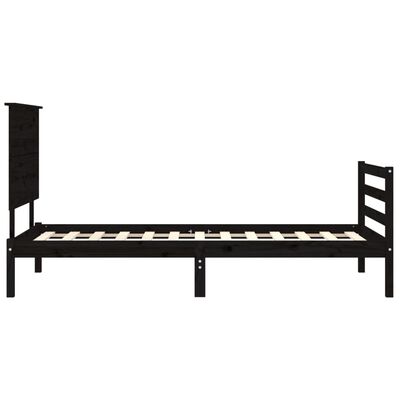 vidaXL Estructura de cama con cabecero madera maciza negro 100x200 cm