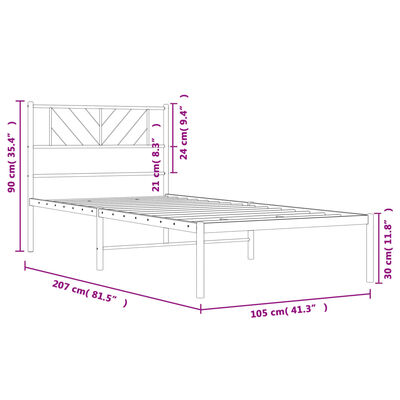 vidaXL Estructura cama sin colchón con cabecero metal blanco 100x200cm