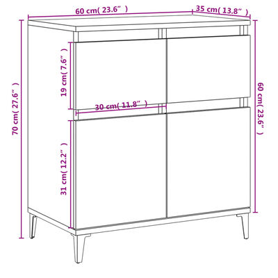 vidaXL Aparador madera contrachapada color roble ahumado 60x35x70 cm