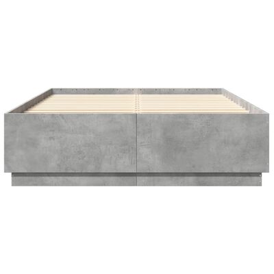 vidaXL Estructura cama con luces LED madera gris hormigón 120x200 cm