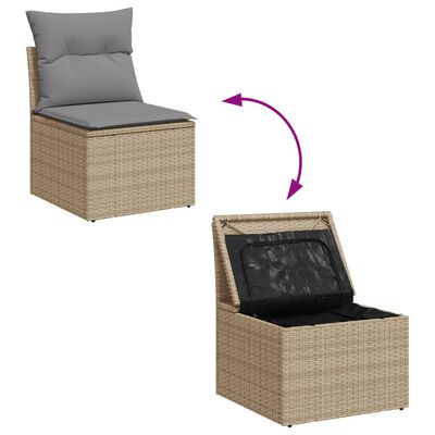 vidaXL Set de sofás de jardín con cojines 9 pzas ratán PE beige mezcla