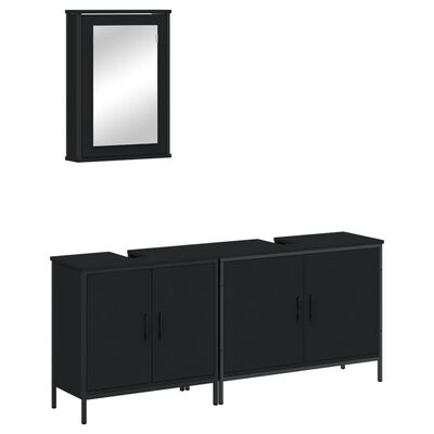 vidaXL Juego de muebles de baño 3 pzas madera contrachapada negro