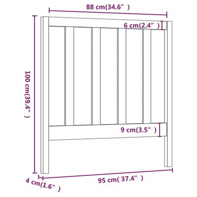 vidaXL Cabecero de cama madera maciza de pino blanco 95x4x100 cm