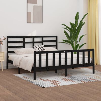 vidaXL Estructura de cama de madera maciza de pino negra 200x200 cm