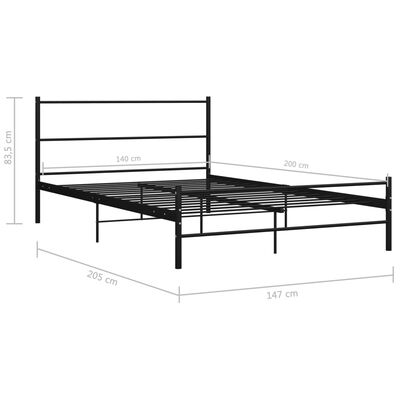 vidaXL Estructura cama con cabecero sin colchón metal negro 140x200 cm