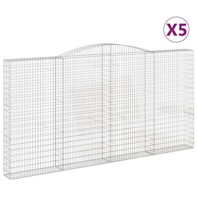 vidaXL Cestas de gaviones 5 uds forma de arco hierro 400x30x200/220 cm