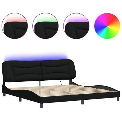 vidaXL Estructura de cama con luces LED tela negro 200x200 cm