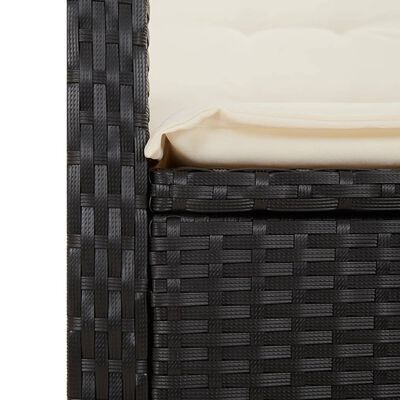 vidaXL Sillón reclinable de jardín con cojines ratán sintético negro