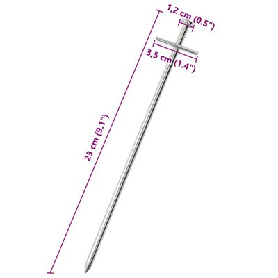 vidaXL Clavijas para tienda 24 uds acero galvanizado 23 cm Ø6 mm